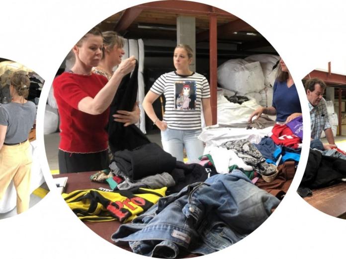 people sorting textiles